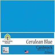 🔷 high-quality cerulean blue cardstock – 12x12 inch – heavyweight 65lb cover – pack of 25 sheets – by clear path paper logo