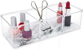 img 2 attached to 📦 Marble Clear Acrylic 3 Section Organizer by Isaac Jacobs - Efficient Office, Bathroom, Kitchen, and Supplies Storage Solution Drawer Tray