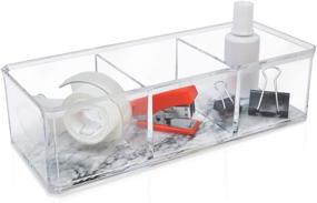 img 1 attached to 📦 Marble Clear Acrylic 3 Section Organizer by Isaac Jacobs - Efficient Office, Bathroom, Kitchen, and Supplies Storage Solution Drawer Tray