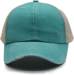 img 1 attached to Baseball Ponytail Distressed Trucker Ponycap