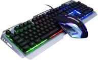 🎮 enhanced gaming experience with color changing gamer keyboard and mouse combo, rgb backlit keyboard and mouse set, lighted gaming keyboad with rainbow led, durable metal build for prime games логотип