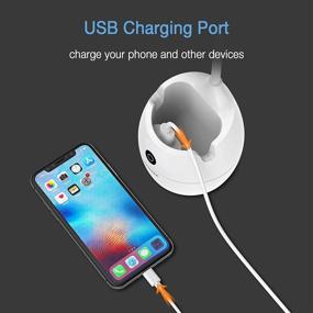 img 2 attached to 💡 TANOSEE LED Desk Lamp - USB Charging Port, 3 Color Modes, 3 Dimming Levels, Pen Holder, 360° Flexible Gooseneck - White Small Table Lamp for Home, Office, and Reading