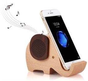 img 4 attached to 🐘 YSEECHENS Multifunctional Wooden Wireless Bluetooth Speaker with Mobile Phone Stand Holder - Elephant Design