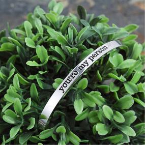 img 1 attached to 👫 lauhonmin You're My Person Cuff Bangle - Stainless Steel Hand Stamped Bracelet for Best Friends, Family, and Lovers - Gift