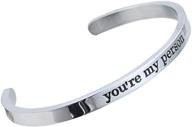 👫 lauhonmin you're my person cuff bangle - stainless steel hand stamped bracelet for best friends, family, and lovers - gift logo