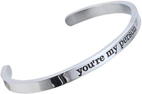 img 4 attached to 👫 lauhonmin You're My Person Cuff Bangle - Stainless Steel Hand Stamped Bracelet for Best Friends, Family, and Lovers - Gift