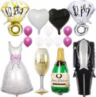 ezing 40inch groom bride wedding dress balloon set with diamond ring & heart balloon for stunning wedding party décor (f) логотип