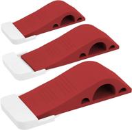 🚪 wundermax door stoppers: heavy duty rubber security wedges for door on any flooring - 3 pack, red logo