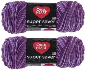 img 1 attached to 🧶 Convenient Bulk Purchase: Red Heart Super Saver (2-Pack) - Purple Tones (5 oz Each Skein)