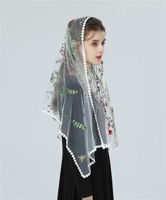 img 1 attached to 🌸 Floral Women's Accessories - Catholic Chapel Mantilla Cover