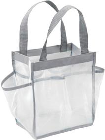 img 1 attached to 🛁 iDesign Water Resistant Nylon/Mesh Shower Tote Bag: White/Gray, 8.5" x 5.88" x 9.25