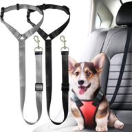 durable & adjustable 2 pack retractable dog seat belt: heavy duty car restraints for pet safety logo