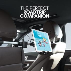 img 3 attached to 📱 Macally Headrest Tablet Holder: Ideal Backseat iPad Car Mount for Kids with 4 Device USB Car Charger