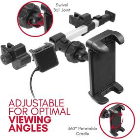 img 1 attached to 📱 Macally Headrest Tablet Holder: Ideal Backseat iPad Car Mount for Kids with 4 Device USB Car Charger