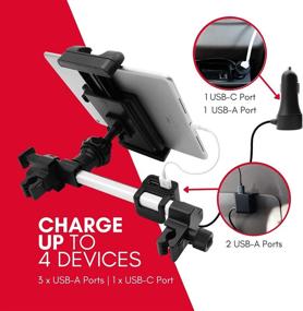 img 2 attached to 📱 Macally Headrest Tablet Holder: Ideal Backseat iPad Car Mount for Kids with 4 Device USB Car Charger