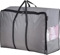 🛏️ water resistant oversized storage bag: misslo folding organizer for bedding, comforters, blankets, clothes - grey логотип