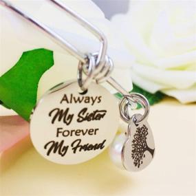 img 2 attached to Sister Friendship Bracelets - Inspirational Quote Gifts for Women, Sisters, and Teen Girls - Adjustable Stainless Steel Charm Bangle - Encouragement, Friendship, and Family Jewelry Gift