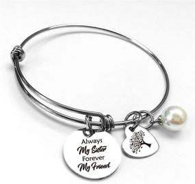 img 3 attached to Sister Friendship Bracelets - Inspirational Quote Gifts for Women, Sisters, and Teen Girls - Adjustable Stainless Steel Charm Bangle - Encouragement, Friendship, and Family Jewelry Gift