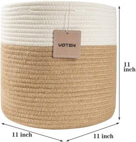 img 1 attached to voten Storage Cubes Baskets: Durable Woven Cotton Organizers, 11x11x11'' to Fit 12x12'' Cube Storage Bookcases/Shelves - 3Pack Khaki