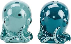 img 2 attached to Stylish Blue/Teal Octopus Salt & Pepper Shakers - High-Quality 2-Piece Set by Boston Warehouse