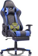 high back gaming chair with footrest | ergonomic massage computer chair for gamers | adjustable office chair with headrest and lumbar support in blue logo