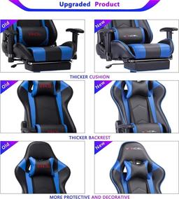 img 2 attached to High Back Gaming Chair with Footrest | Ergonomic Massage Computer Chair for Gamers | Adjustable Office Chair with Headrest and Lumbar Support in Blue