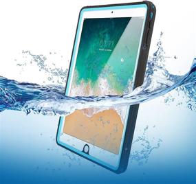 img 1 attached to AICase Waterproof Case for New iPad 9.7 2017/2018 - Water Resistant IP68, 🔵 360 Degree All Round Protection, Ultra Slim & Thin, Dust/Snow Proof, with Lanyard (Grass Blue)