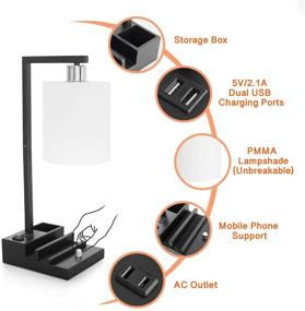 img 2 attached to 💡 Modern Bedside Table Lamp - Dimmable Nightstand Lamp with 3 Lighting Color Options, 2 USB Ports & AC Outlet - Stylish Desk Lamp with PMMA Shade and LED Bulb, Functional USB Table Lamp for Bedroom, Living Room, Office