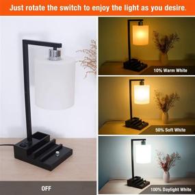 img 3 attached to 💡 Modern Bedside Table Lamp - Dimmable Nightstand Lamp with 3 Lighting Color Options, 2 USB Ports & AC Outlet - Stylish Desk Lamp with PMMA Shade and LED Bulb, Functional USB Table Lamp for Bedroom, Living Room, Office