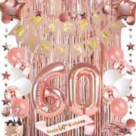 🎉 stunning 60th birthday decorations for women: happy birthday banner, rose gold cake topper, curtain & more! логотип