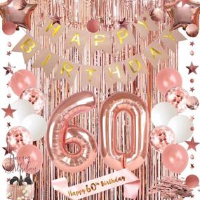 img 4 attached to 🎉 Stunning 60th Birthday Decorations for Women: Happy Birthday Banner, Rose Gold Cake Topper, Curtain & More!