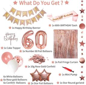 img 3 attached to 🎉 Stunning 60th Birthday Decorations for Women: Happy Birthday Banner, Rose Gold Cake Topper, Curtain & More!