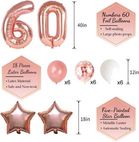 img 1 attached to 🎉 Stunning 60th Birthday Decorations for Women: Happy Birthday Banner, Rose Gold Cake Topper, Curtain & More!