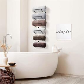 img 3 attached to Sorbus Wall Mounted Towel Rack Holder - Storage Organizer for Towels, 🧻 Washcloths, Hand Towels, Linens - Ideal for Bathroom, Spa, Salon - Modern Black Design