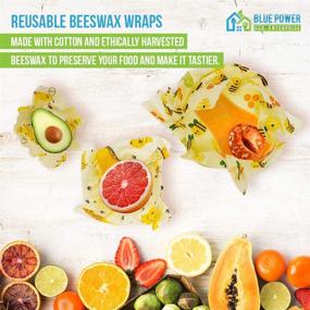 img 3 attached to Blue Power Eco Enterprise Beeswax Wraps - Reusable & Sustainable, 3pcs Set; Small, Medium, Large