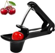 🍒 yisscen cherry pitter - heavy-duty cherry stoner/remover tool with food-grade silicone cup and space-saving lock design (black) logo