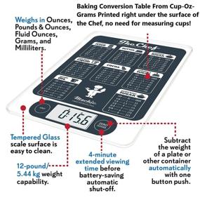 img 1 attached to 🍳 Mackie The Chef Digital Food Scale - Kitchen Scale for Cooking, Baking, Meal Prep - Grams and Ounces - Easy Precision - Baking Conversion Table - American Company (Grey & White)