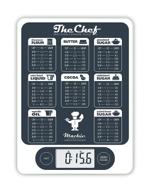 🍳 mackie the chef digital food scale - kitchen scale for cooking, baking, meal prep - grams and ounces - easy precision - baking conversion table - american company (grey & white) logo