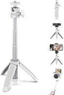 📷 mini portable camera tripod: lightweight white handle for iphone/samsung/google smartphone, action cam, webcam - 1/4" vlogging table stand for video shooting & photography accessory logo