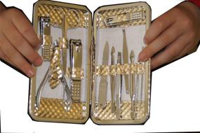 img 2 attached to Y.S. Professional Manicure Travel Set for Men and Women - 12 Piece Kit of Stainless Steel Manicure & Pedicure Tools - Nail Clippers and Grooming Kit in a Beautiful Gold Metallic Case