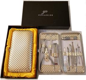 img 1 attached to Y.S. Professional Manicure Travel Set for Men and Women - 12 Piece Kit of Stainless Steel Manicure & Pedicure Tools - Nail Clippers and Grooming Kit in a Beautiful Gold Metallic Case