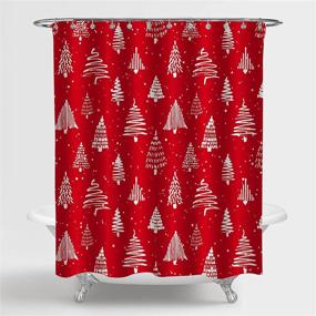 img 3 attached to Mitovilla Christmas Shower Curtain Set: Festive Red Xmas Curtain with White Pine Motif, Ideal for Modern Bathroom Decor - 72 x 72