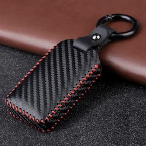 img 2 attached to 🔑 Leather-Carbon Fiber Remote Key Fob Case Cover for Mazda 3, Mazda 3 Hatchback, Mazda CX4 CX5 CX8 CX9 CX-30, Mazda 6 WAZSKE11D01 (Flyfox 2/3/4 Buttons)