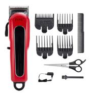 💇 red cordless hair clippers for men kit - rechargeable 2200mah beard trimmer & t-blade hair clipper beauty kit logo