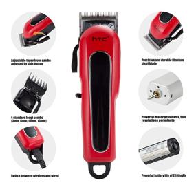 img 3 attached to 💇 Red Cordless Hair Clippers for Men Kit - Rechargeable 2200mAh Beard Trimmer & T-blade Hair Clipper Beauty Kit