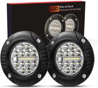 🚜 bunker indust flush mount led pods: 5 inch waterproof led truck work light bar - 1 pair, 48w driving bumper lights for golf cart, tractor, tacoma, atv, utv - flood spot combo off road fog lights logo