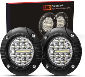 img 4 attached to 🚜 BUNKER INDUST Flush Mount LED Pods: 5 Inch Waterproof LED Truck Work Light Bar - 1 Pair, 48W Driving Bumper Lights for Golf Cart, Tractor, Tacoma, ATV, UTV - Flood Spot Combo Off Road Fog Lights