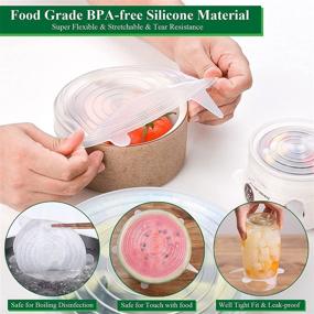 img 2 attached to 🍲 Adpartner 12 Pack Silicone Stretch Lids for Food Storage - BPA-free, Reusable Container Covers - Flexible to Fit Multi-Shapes, Microwave & Dishwasher Safe