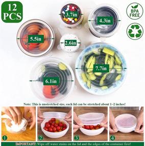 img 3 attached to 🍲 Adpartner 12 Pack Silicone Stretch Lids for Food Storage - BPA-free, Reusable Container Covers - Flexible to Fit Multi-Shapes, Microwave & Dishwasher Safe