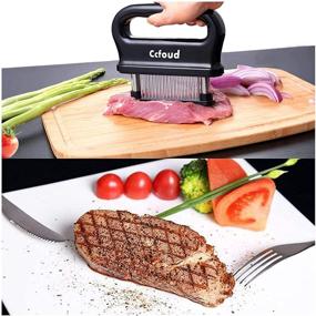 img 2 attached to 🔪 Stainless Steel Ultra Sharp Meat Tenderizer, Needle Blade Tenderizer with Cleaning Brush - Enhancing Beef Tenderness, Ideal Baking Kitchen Accessory by Ccfoud